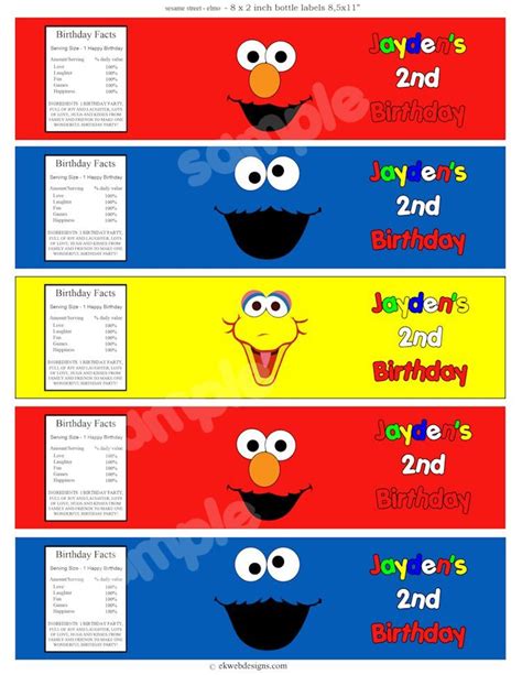 Free Printable Sesame Street Water Bottle Labels
