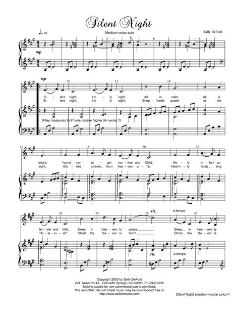 Free Printable Sheet Music Silent Night