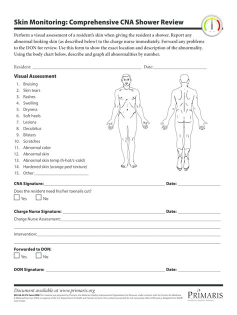 Free Printable Shower Sheets For Cna