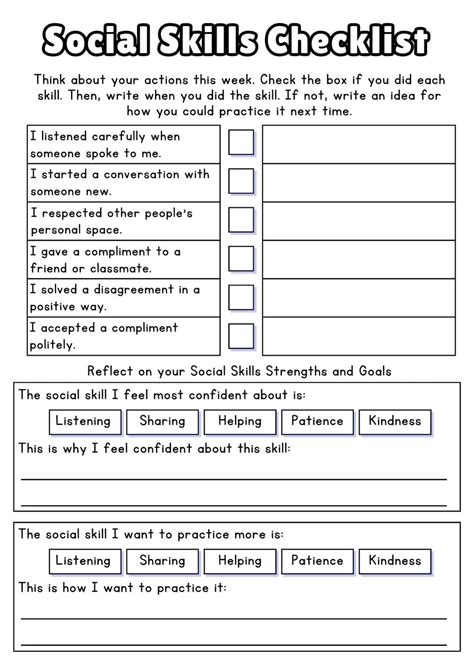 Free Printable Social Skills Worksheets