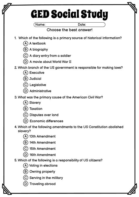 Free Printable Social Studies Worksheets For High School