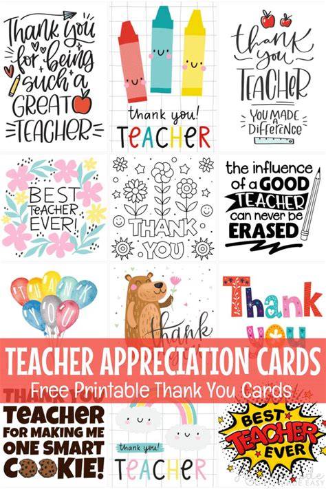 Free Printable Thank You Card For Teacher From Student