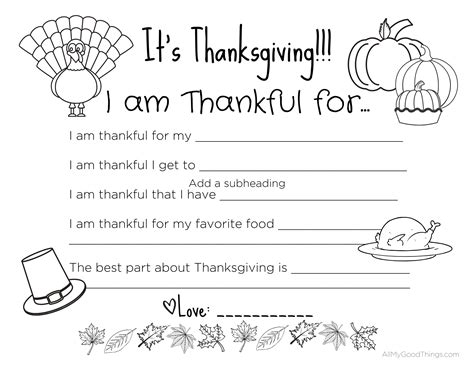 Free Printable Thanksgiving Placemat
