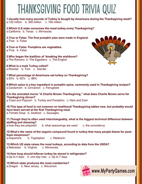 Free Printable Thanksgiving Trivia Questions And Answers