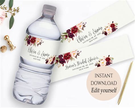 Free Printable Water Bottle Labels For Bridal Shower