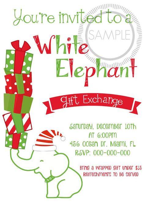 Free Printable White Elephant Invitation Template Free