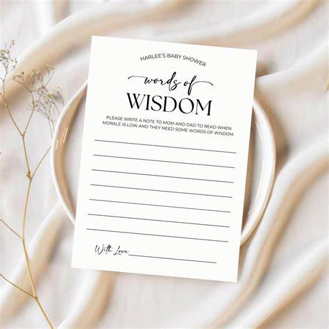 Free Printable Words Of Wisdom Cards For Baby Shower