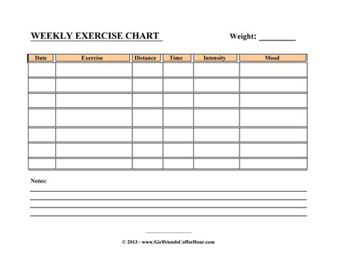 Free Printable Workout Charts