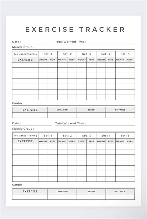 Free Printable Workout Tracker