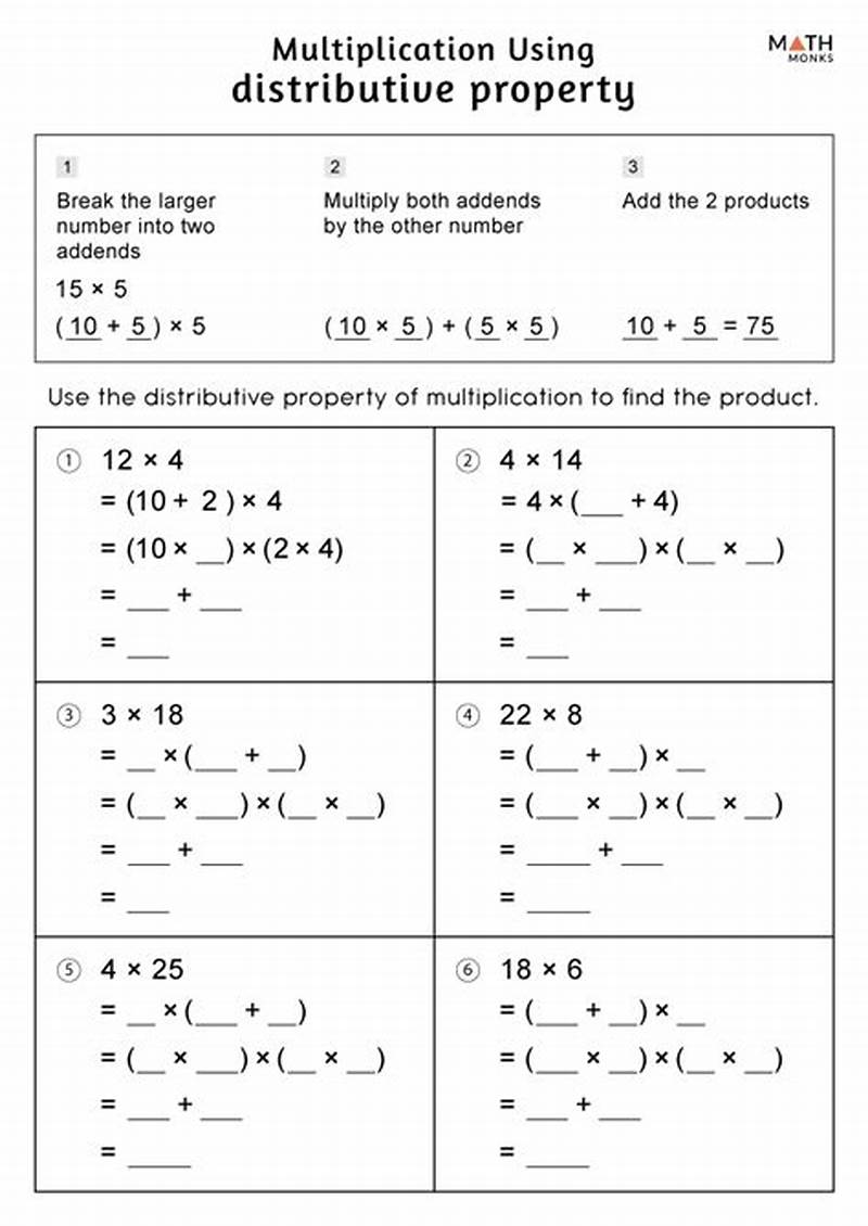 Free Printable Worksheets Distributive Property Multiplication