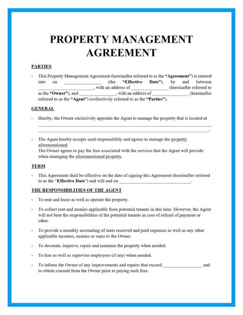 Free Property Management Agreement Template