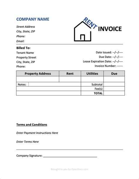 Free Rent Invoice Template Word