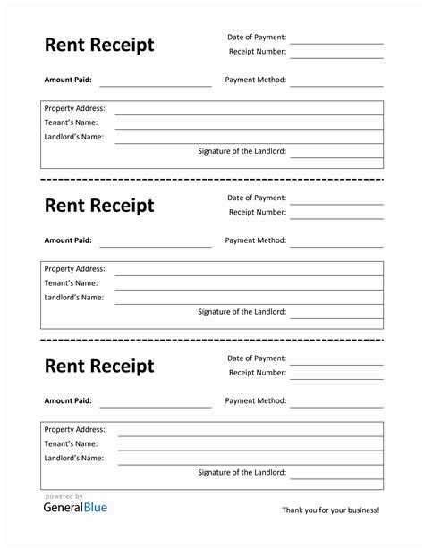 Free Rent Receipt Template