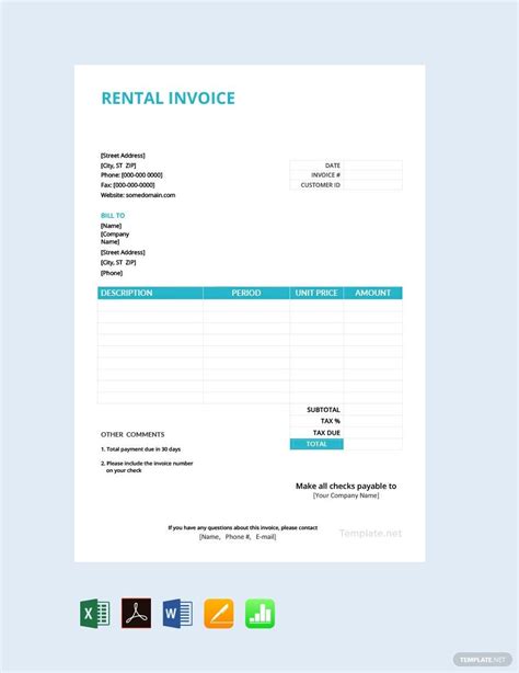 Free Rental Invoice Template