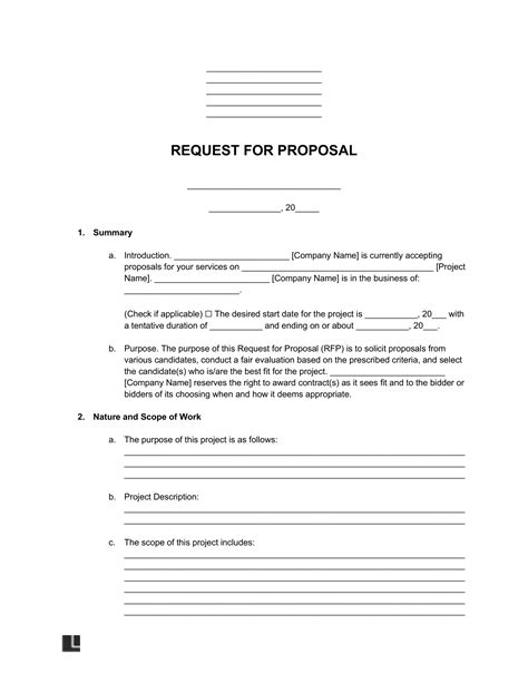 Free Request For Proposal Template Word