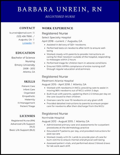 Free Resume Template For Nurses