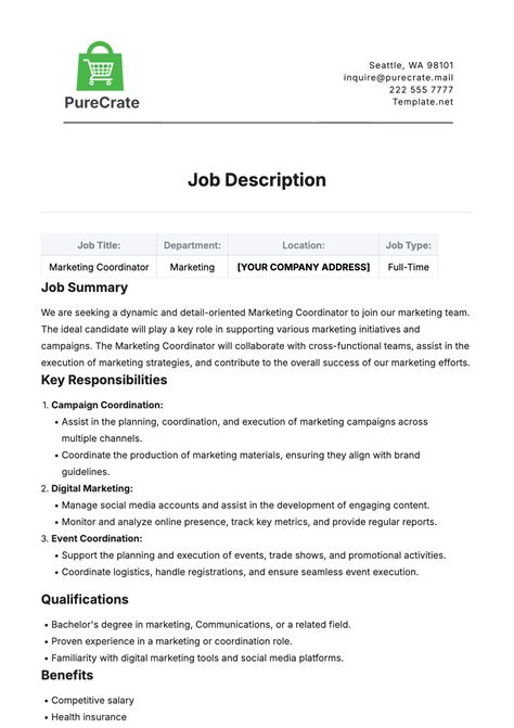 Free Sample Job Description Template