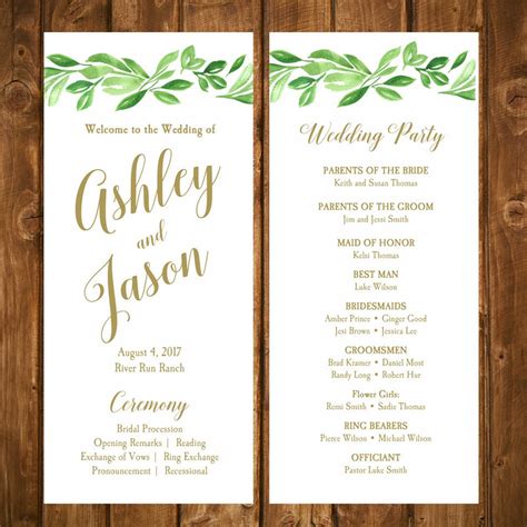 Free Sample Wedding Programs Templates