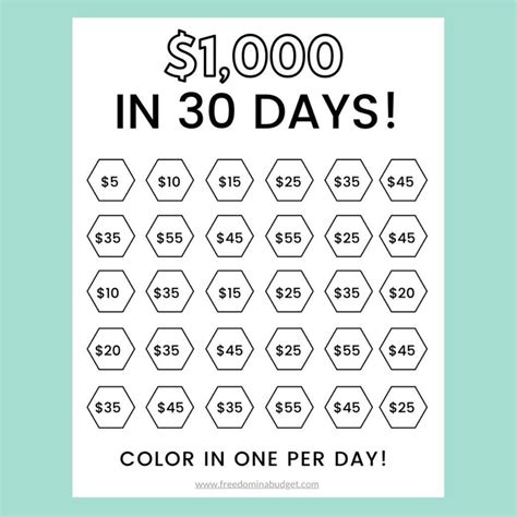 Free Savings Challenge Printables