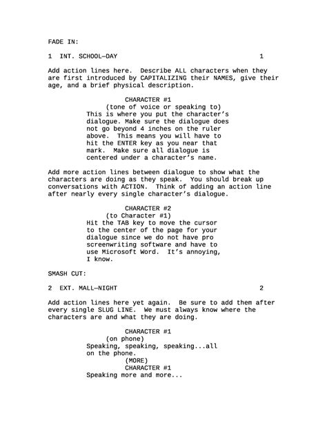 Free Screenplay Template