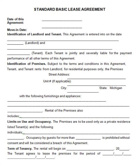 Free Simple Lease Agreement Template