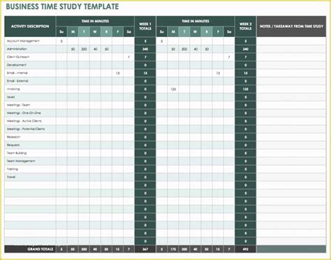Free Time Study Template Excel Download