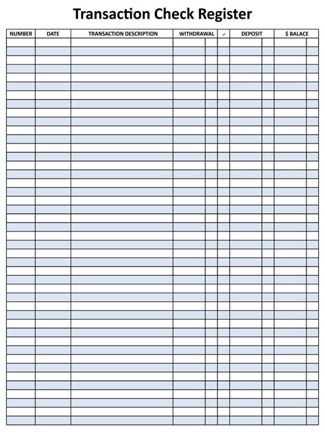 Free Transaction Register Template