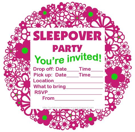 Free Tween Birthday Sleepover Invitations Printable With Checklist