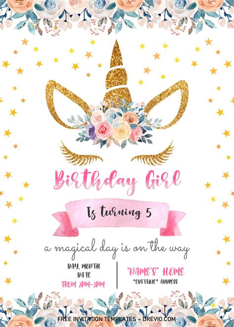Free Unicorn Invitation Template