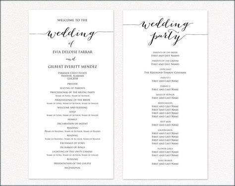 Free Wedding Ceremony Program Template