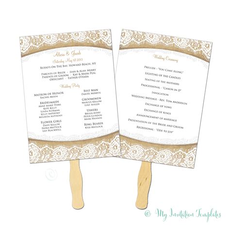 Free Wedding Program Fan Template