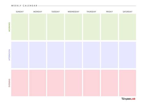 Free Weekly Calendar Templates
