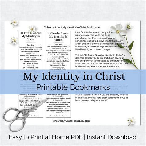 Free Women's Printable Identity In Christ Bookmarks