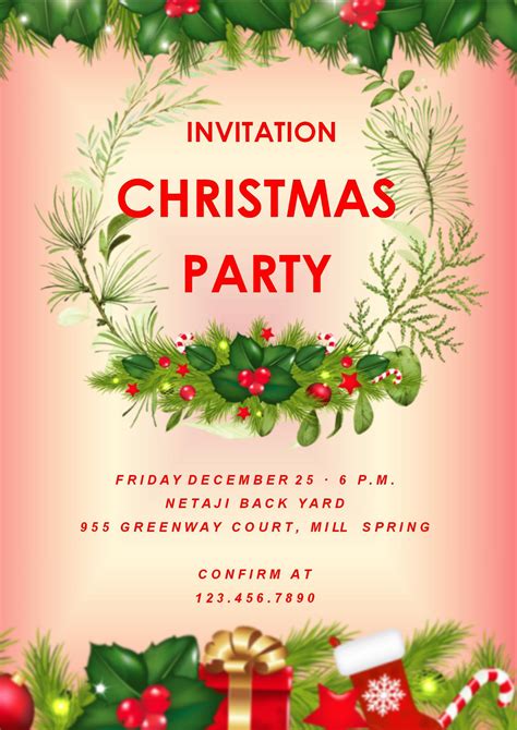 Free Word Template Christmas Invitations