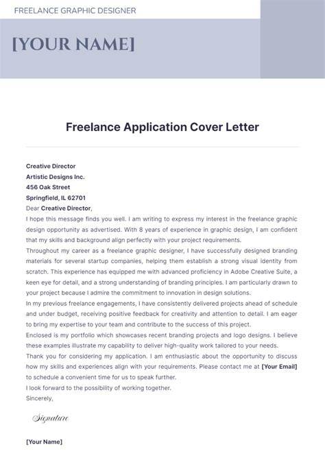 Freelance Application Letter