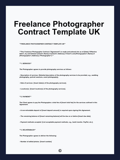 Freelance Photographer Contract Template