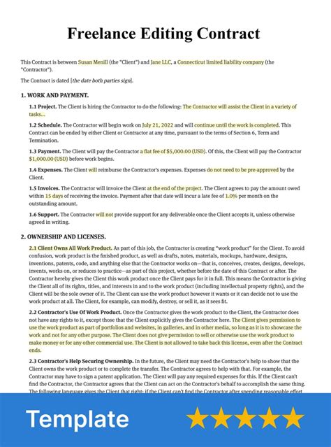 Freelance Video Editing Contract Template
