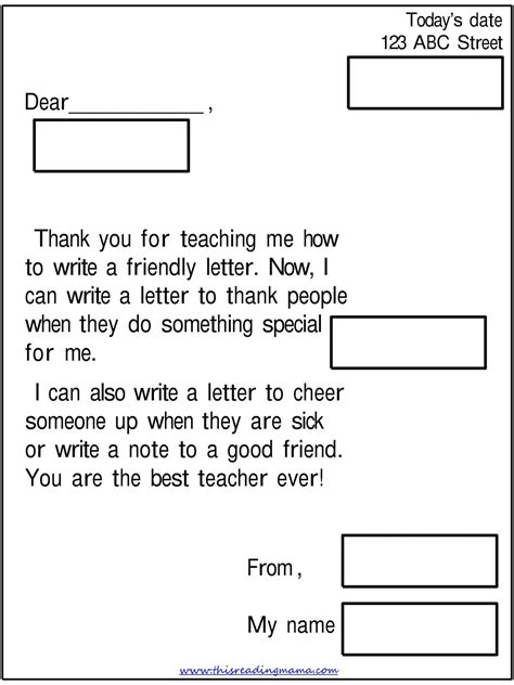 Friendly Letter Template