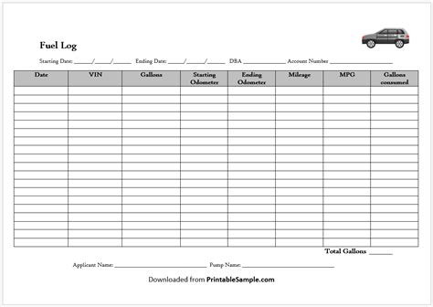 Fuel Log Template