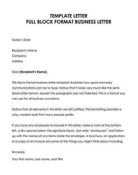 Full Block Letter Format