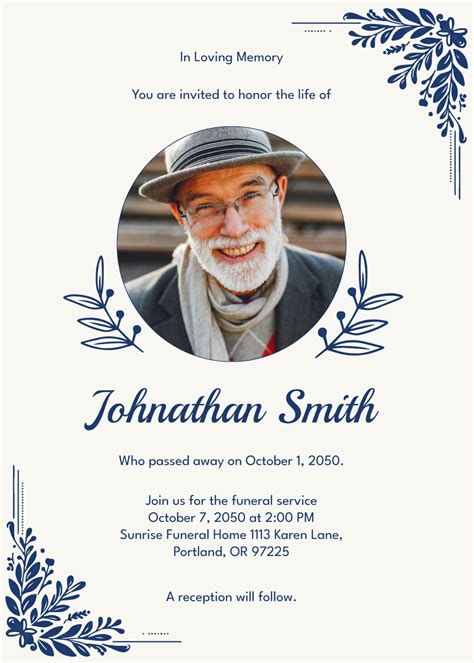 Funeral Invitation Templates