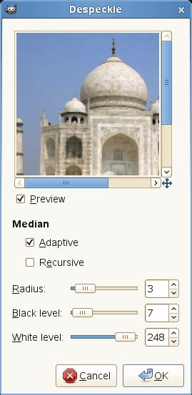 Despeckle Filter in GIMP