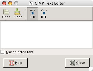 GIMP Text Editor Window