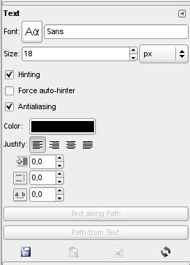 GIMP Text Justification Options