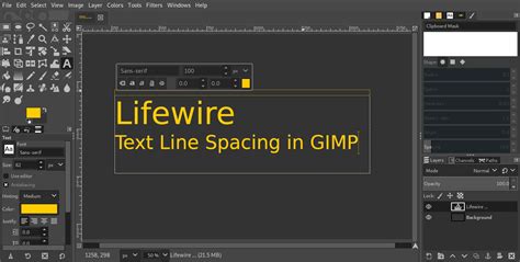 GIMP Text Spacing Options