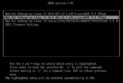 GRUB Access in RHEL