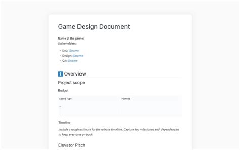 Game Design Document Template