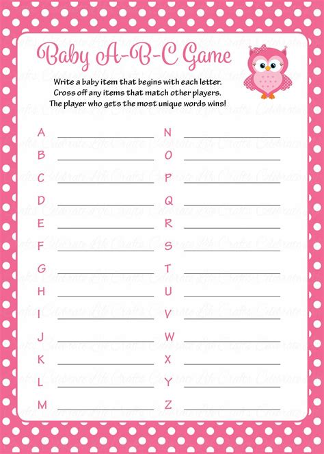 Games To Play At A Baby Shower Free Printable