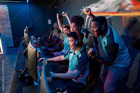 Gaming team celebrating