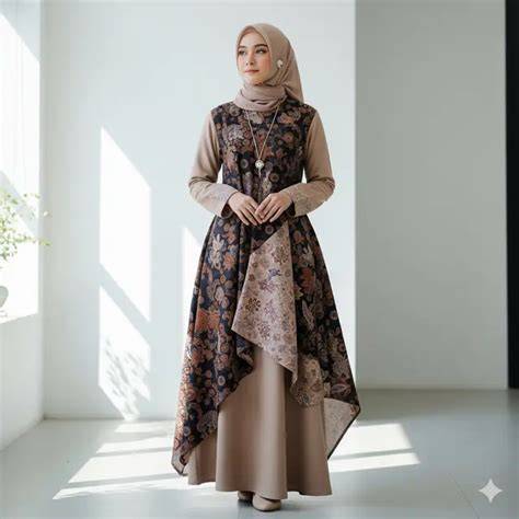 Gamis Batik Tiered Ruffles